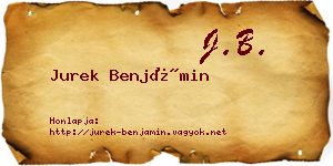 Jurek Benjámin névjegykártya